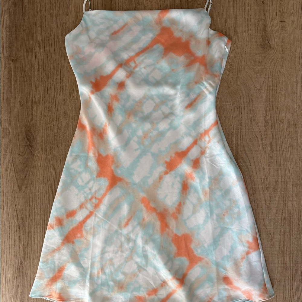 Tie-Dye Slip Dress in Orange and Blue - Size Medium